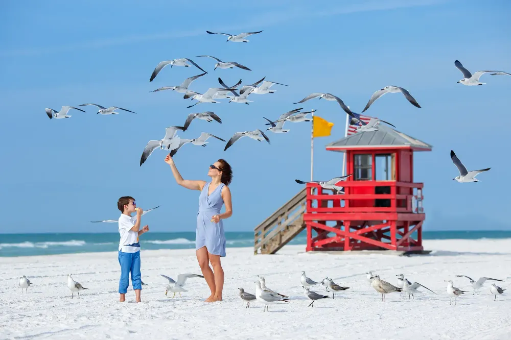 mother and child on clearwater beach